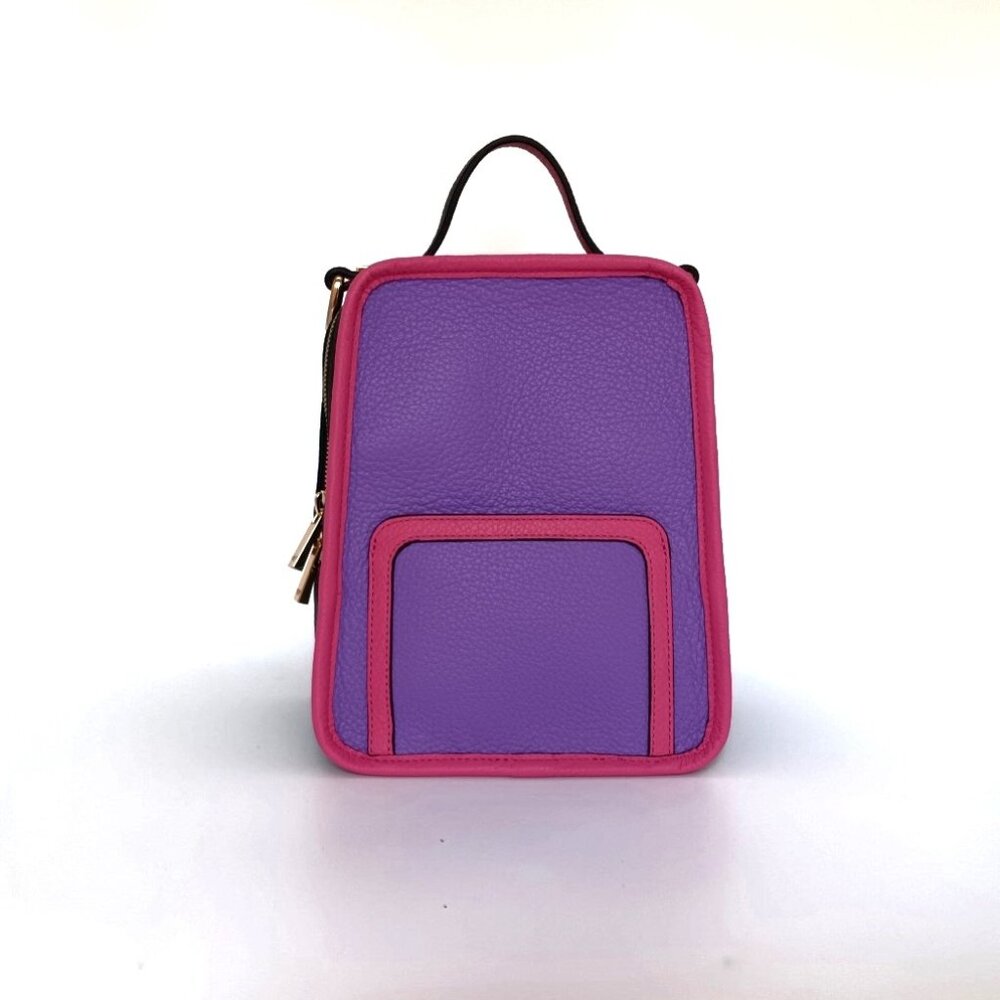 Margherita Mini Backpack Violet Raspberry Ebony Leather Handbag Luana Italy NWT
